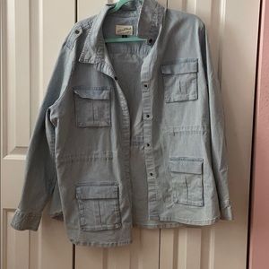 Plus Size Blue and White Striped Jacket